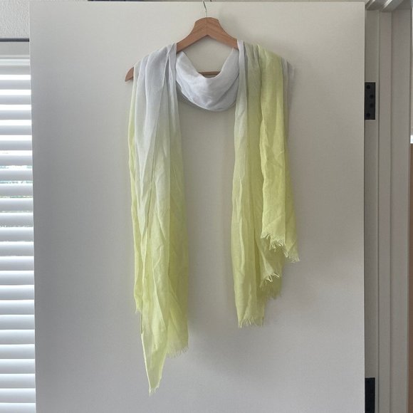 White and Yellow Fringed Scarf - Picture 2 of 2